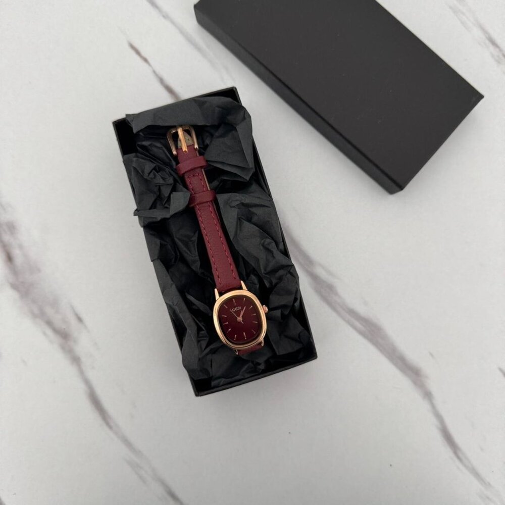 Sku0444 Retro Gold Red Women‎ Fashion Oval Watch Stainless steel + gift bag